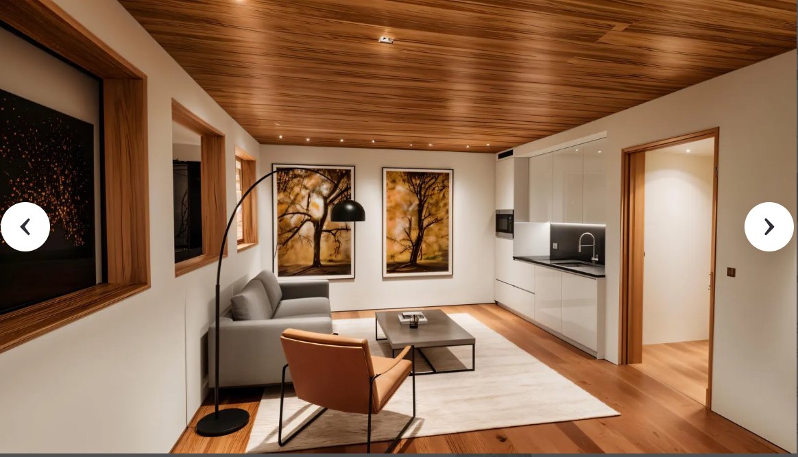 Modern 496sf ADU — interior kitchen and living